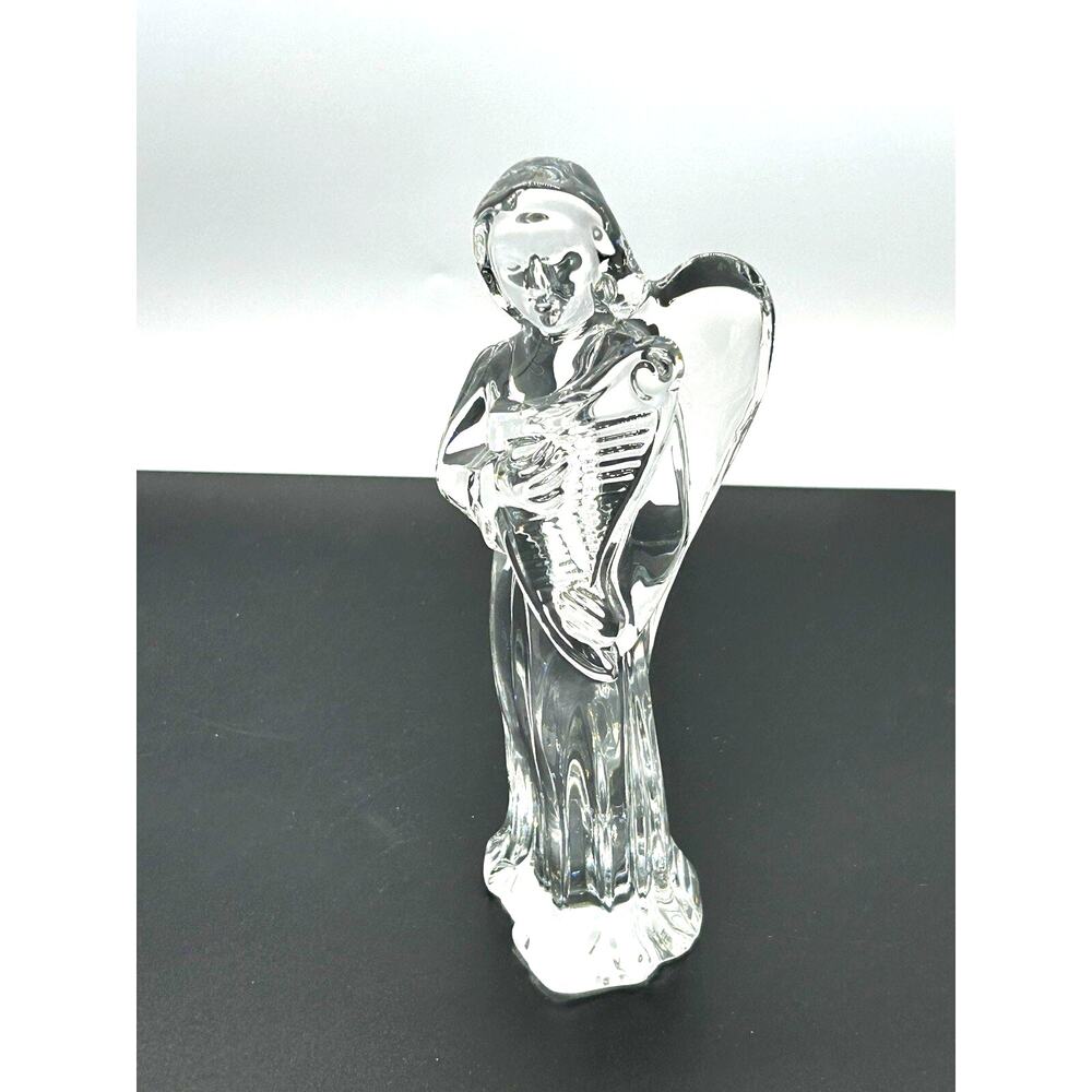 RARE Baccarat ANGEL w/ HARP Trumpet signed w/stamp Retired Nativity Scene 6.5”